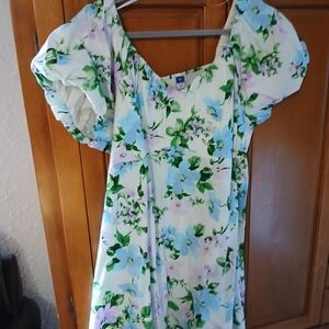 Old Navy Green and Purple Floral Dress